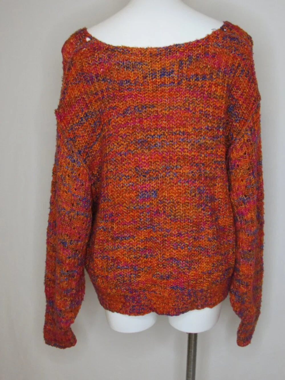 Free People Highland V-NeckOrange Space Dye Sweater Women's S Small